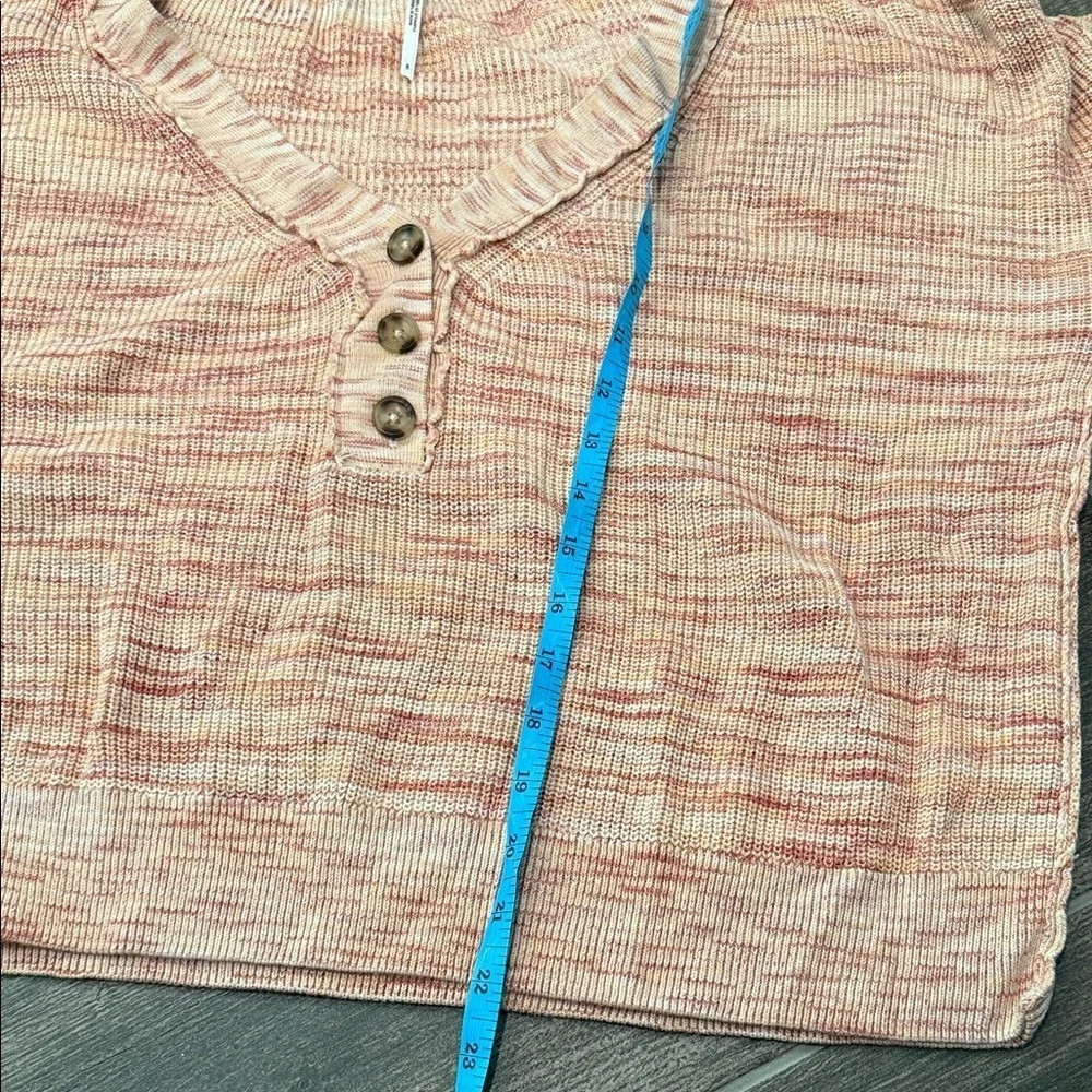 FREE PEOPLE Mercury Heathered Henley Sweater in Rosy Pink
